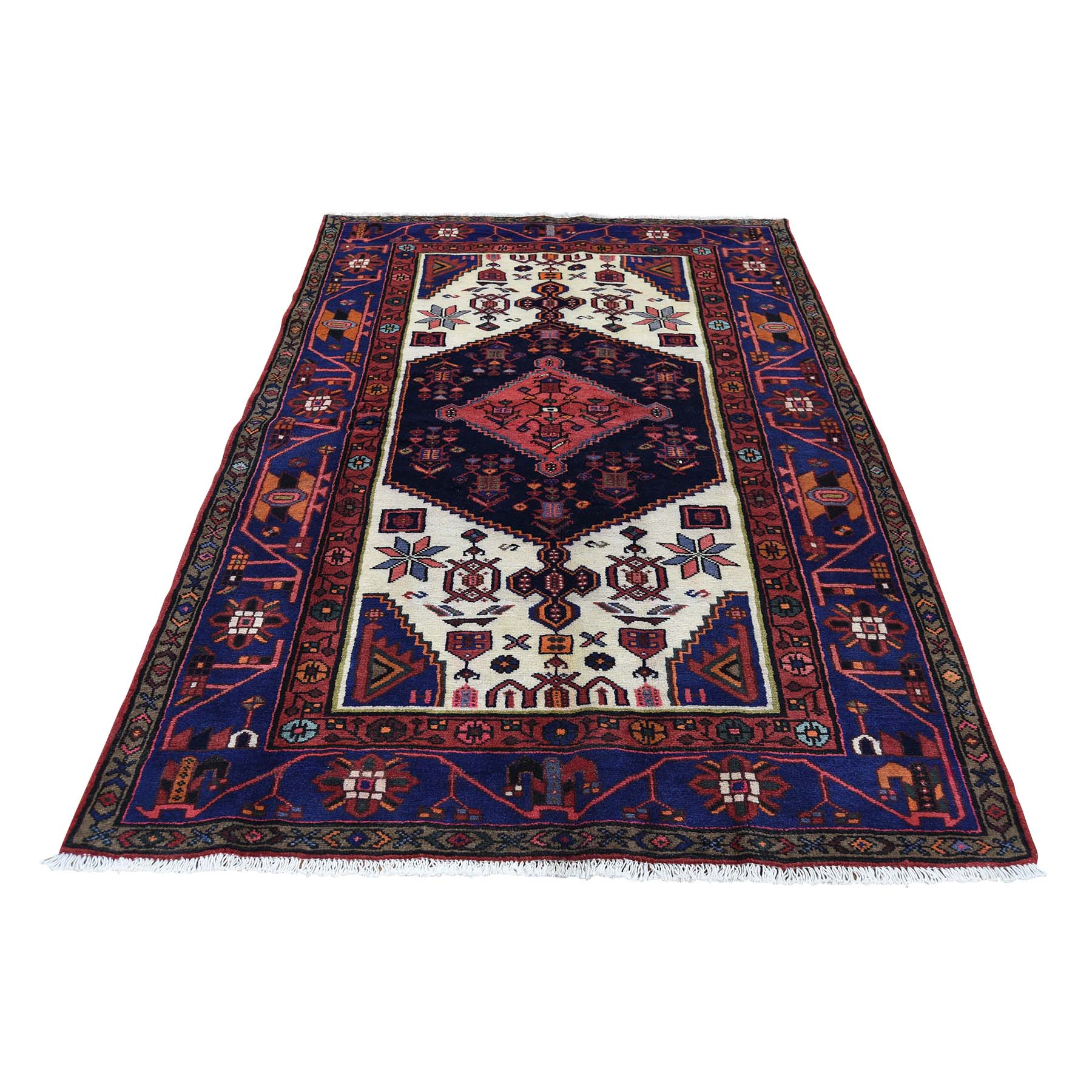 Traditional Wool Hand-Knotted Area Rug 4'3